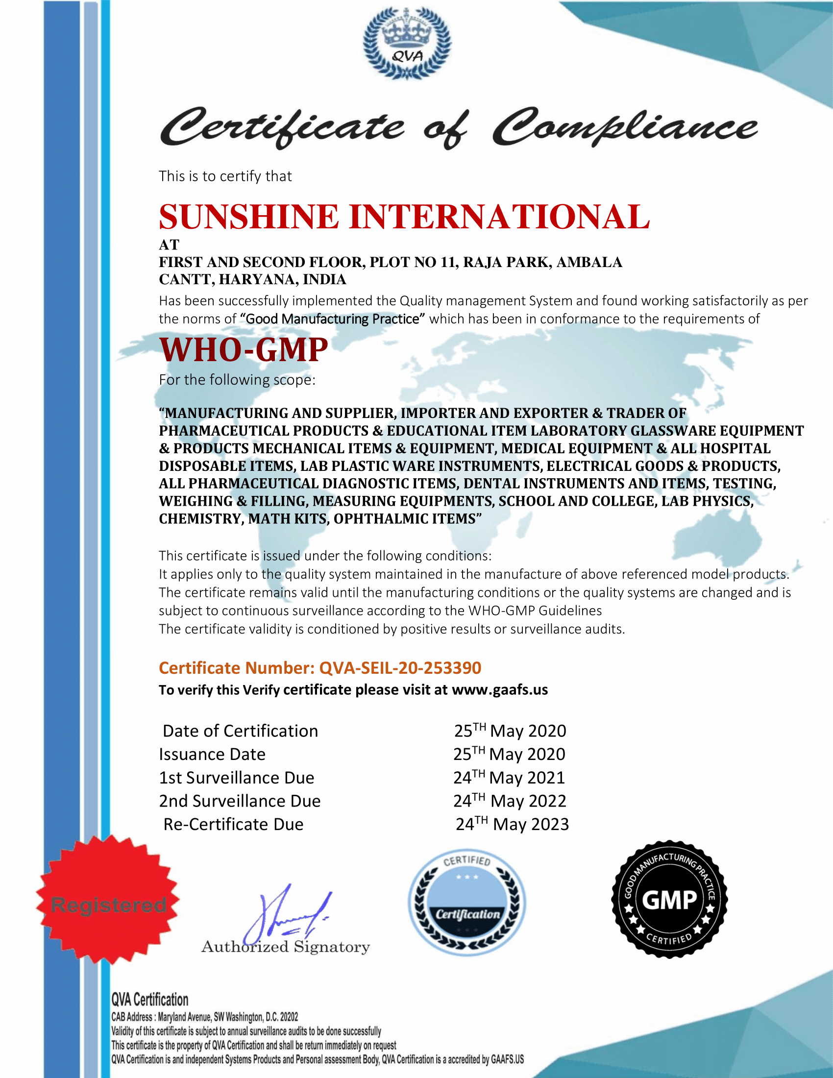 SUNSHINE INTERNATIONAL 1